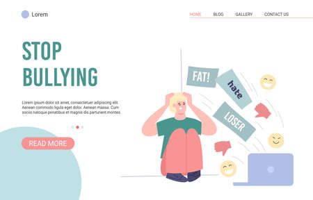 Web page with call to stop bullying, harassment and abuse in social network.のイラスト素材