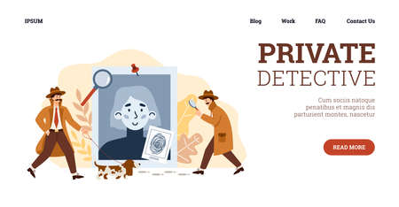 Web banner for advertise private detective agency with professional investigatorのイラスト素材