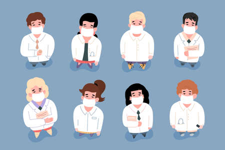 Hospital medical staff team doctors and nurses, vector illustration isolated.のイラスト素材