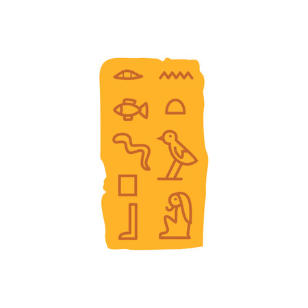 Papyrus with ancient Egyptian hieroglyphs, flat vector illustration isolated.のイラスト素材