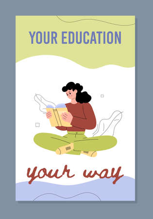 Value of education and knowledge concept of banner cartoon vector illustration.のイラスト素材