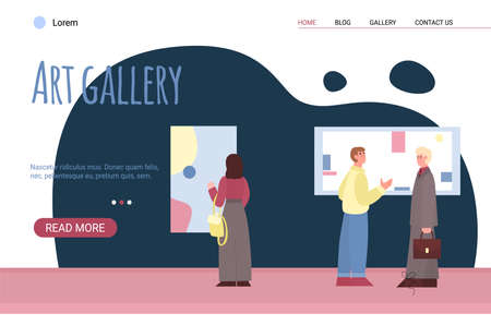 Vector web banner for display of artworks at museum or art gallery.