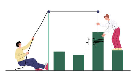 Business people improve profitability and efficiency, flat vector isolated.のイラスト素材