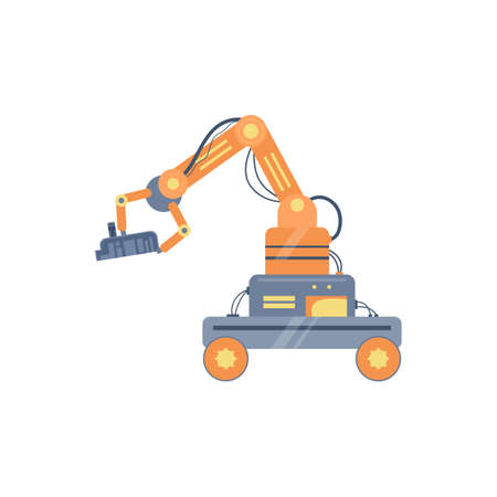 Robotic machinery of 4.0 smart technology, flat vector illustration isolated.のイラスト素材