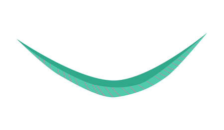 Fabric hammock suspended at ends, flat vector illustration isolated on white.のイラスト素材