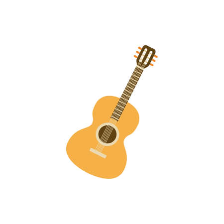 Guitar musical instrument icon or symbol, flat vector illustration isolated.のイラスト素材