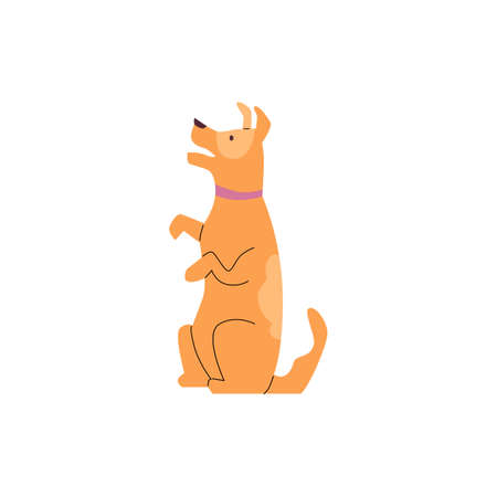Spotted red dog with outline elements doing command flat styleのイラスト素材
