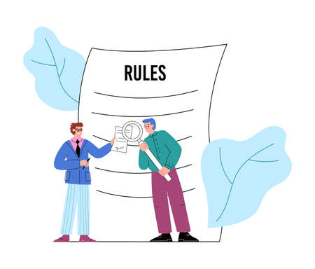 New employee signing policy of company rules, flat vector illustration isolated.のイラスト素材