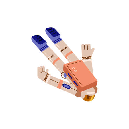 Astronaut or cosmonaut in spacesuit in weightlessness, flat vector isolated.のイラスト素材