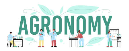 Banner, poster about agronomy, agriculture, vector flat illustration on white background.のイラスト素材