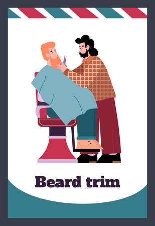 Vertical banner for barbershop about beard trim flat styleのイラスト素材