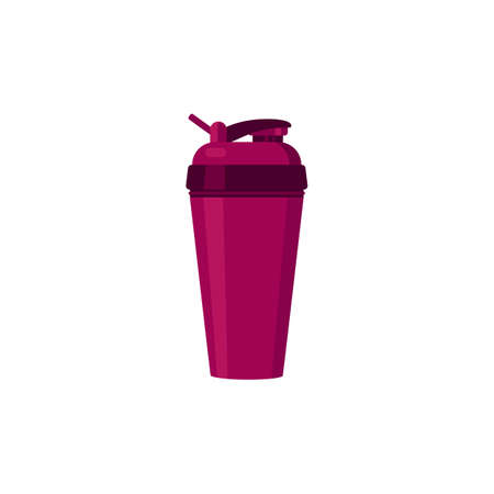 Shaker bottle to prepare sport energy drinks, flat vector illustration isolated.のイラスト素材