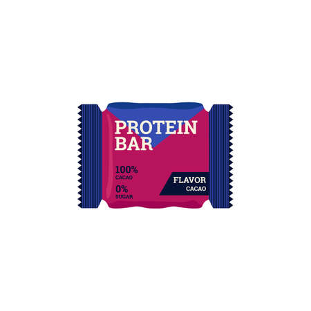 Protein bar sports nutrition supplement, flat vector illustration isolated.のイラスト素材