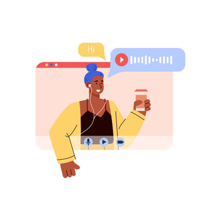 Language learning online, flat vector illustration isolated on white background.のイラスト素材