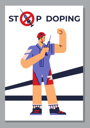 Vertical poster or website banner about stop doping flat styleのイラスト素材