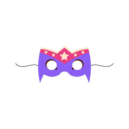 Children carnival purple mask with stars flat style, vector illustrationのイラスト素材