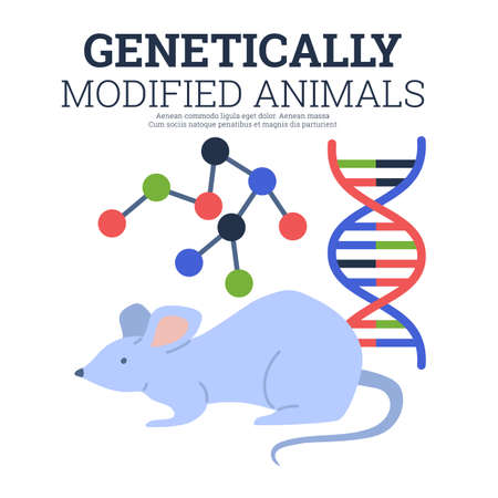 Banner about genetically modified animals flat styleのイラスト素材