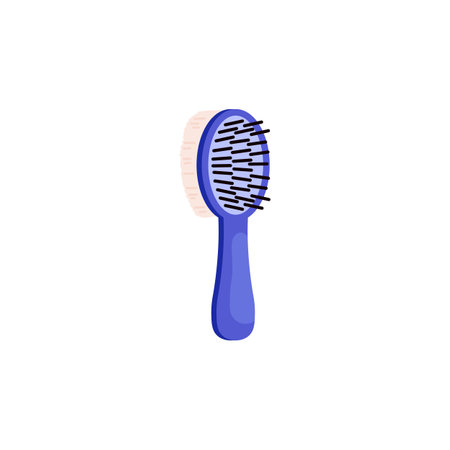 Pets coat brush for grooming procedures, flat vector illustration isolated.のイラスト素材