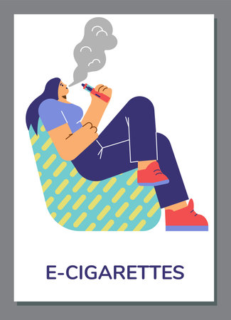 Poster about e-cigarettes flat style, vector illustrationのイラスト素材