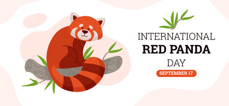 Website banner template about international red panda day flat styleのイラスト素材