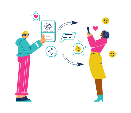 Followers give likes to viral content of influencer vector illustration isolated.のイラスト素材