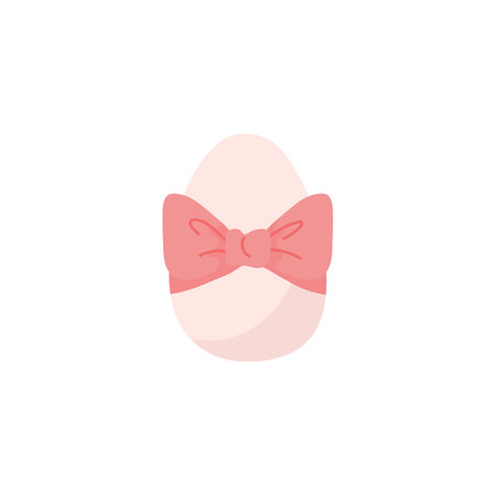 Cute Easter egg with decorated bow, cartoon flat vector illustration isolated on white background.のイラスト素材