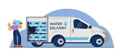 Water for home and office delivery banner cartoon vector illustration isolated.のイラスト素材