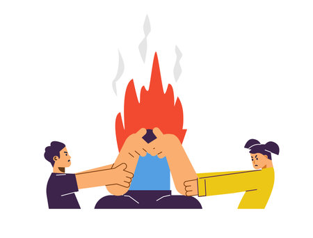 Man tired exhausted by parental duties flat vector illustration isolated.のイラスト素材