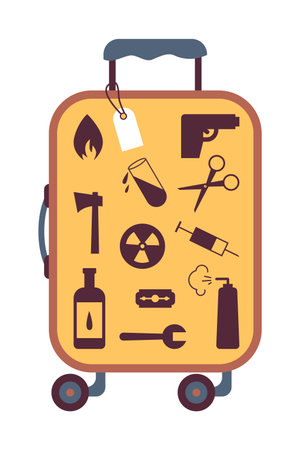 Luggage prohibited for airplanes vector illustration isolated on white.のイラスト素材