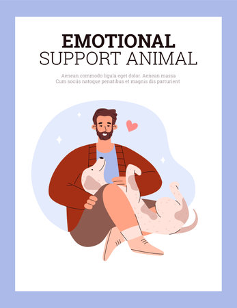 Poster or vertical banner about emotional support animal flat styleのイラスト素材