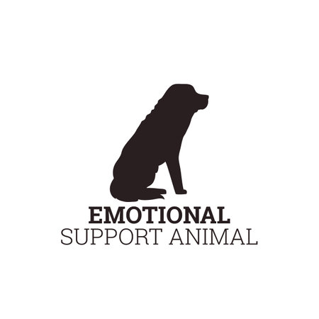 Emotional support animal logo with dog silhouette, vector illustration isolated.のイラスト素材