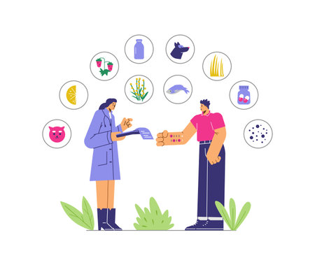 Allergen test with doctor allergist immunologist vector illustration isolated.のイラスト素材