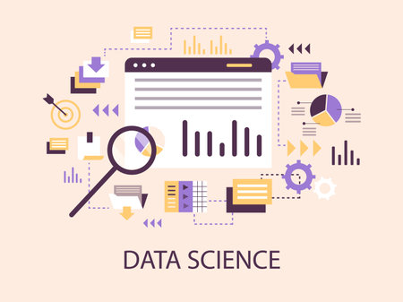 Data science banner for AI and Big Data technology vector illustration isolated.のイラスト素材