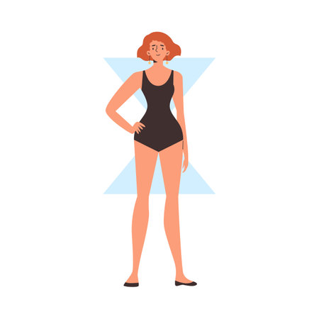Hourglass classic female body shape and figure type, flat vector isolated.のイラスト素材