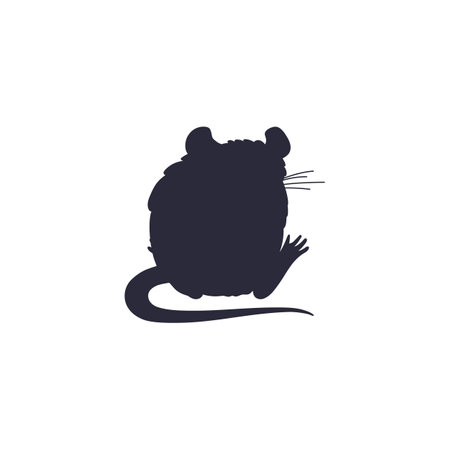 Black silhouette of sitting back rat flat style, vector illustrationのイラスト素材