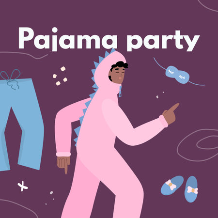 Squared banner about pajama party flat style, vector illustrationのイラスト素材