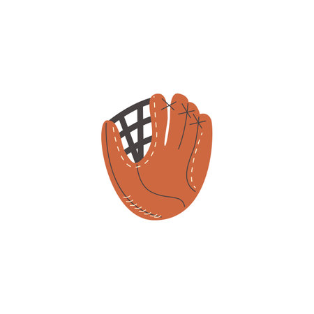 Baseball mitt for ball catching, flat vector illustration isolated on white background.のイラスト素材