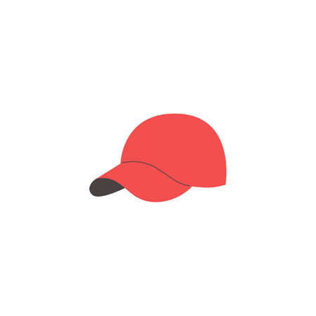 Red baseball cap flat style, vector illustration isolated on white backgroundのイラスト素材