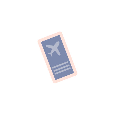 Plane ticket icon for tourism and vacation, flat vector illustration isolated.のイラスト素材
