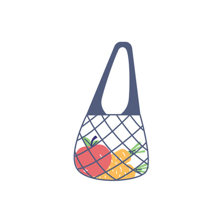 Reusable fabric bag for grocery shopping flat style, vector illustrationのイラスト素材