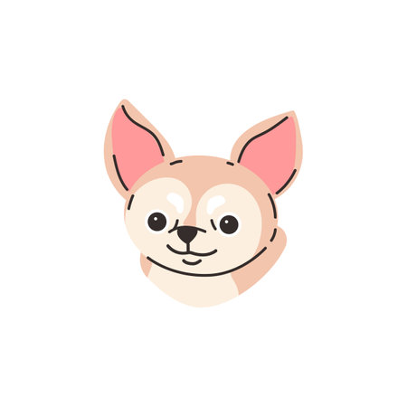 Smiling chihuahua dog portrait flat style, vector illustrationのイラスト素材