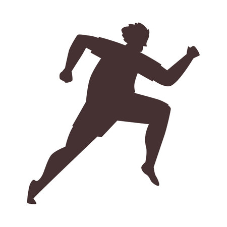 Football soccer player man silhouette in action, cartoon outline athlete running vector illustration isolated on whiteのイラスト素材