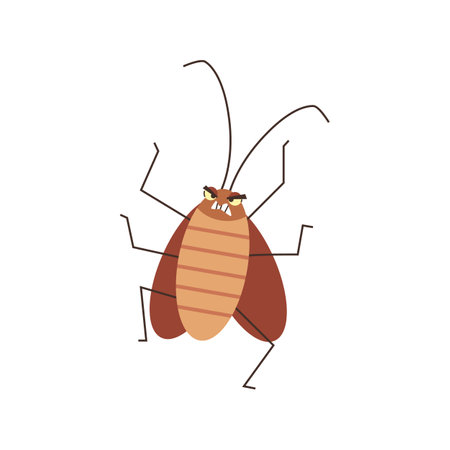 Insidious cockroach stands with raised paws flat style, vector illustration