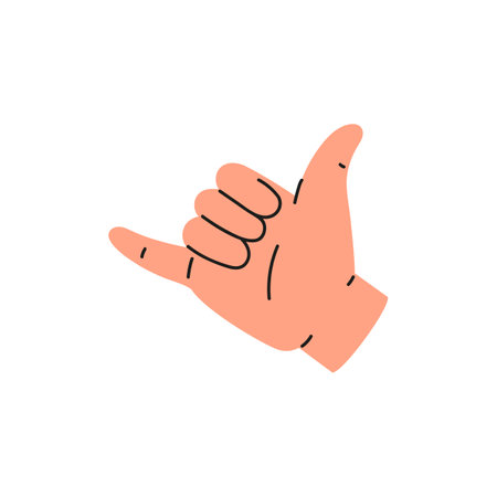 Y letter in American sign language, hand gesture, flat vector illustration isolated on white background.のイラスト素材
