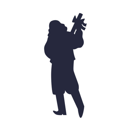 Gypsy musician black silhouette playing guitar, vector illustration isolated.のイラスト素材