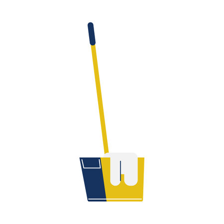 Mop and bucket, flat vector illustration isolated on white background.のイラスト素材