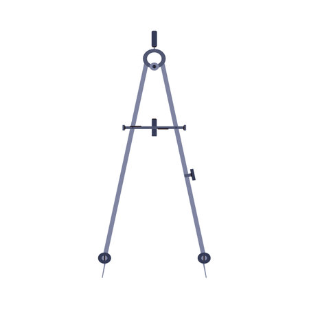 Compass mathematician and geometric tool for measurement or drawing, vector metal precision divider with needlesのイラスト素材