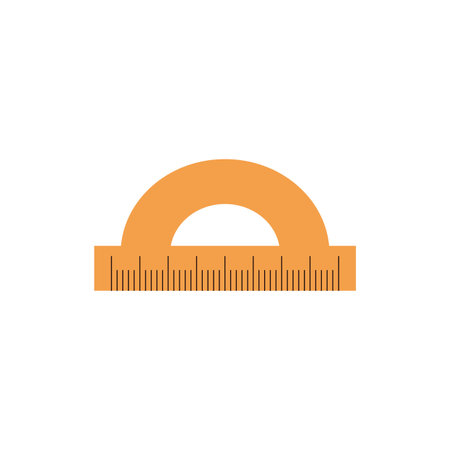 Protractor ruler vector illustration, measurement and drawing tool, tilt angle meter, wooden mathematical equipmentのイラスト素材