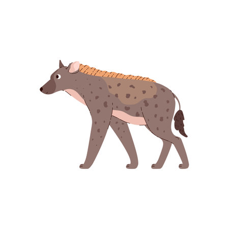 Funny hyena desert animal side view flat style, vector illustrationのイラスト素材