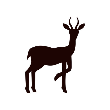 Gazelle or antelope silhouette, vector illustration isolated on whiteのイラスト素材